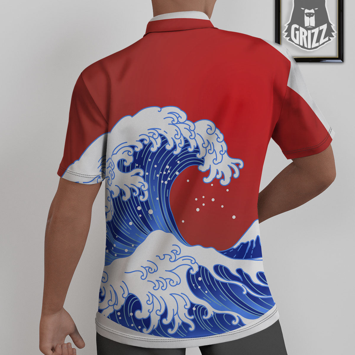 Kanagawa Wave Japanese Print Untucked Shirts-grizzshop