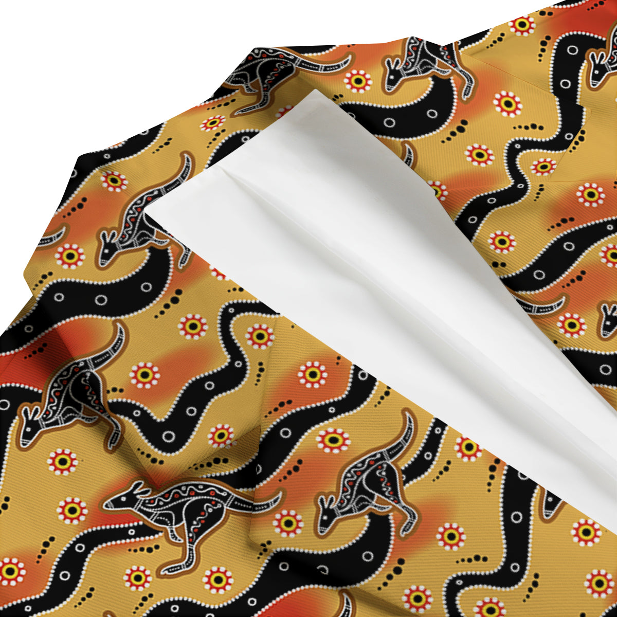 Kangaroo Aboriginal Orange Print Pattern Men's Blazer-grizzshop