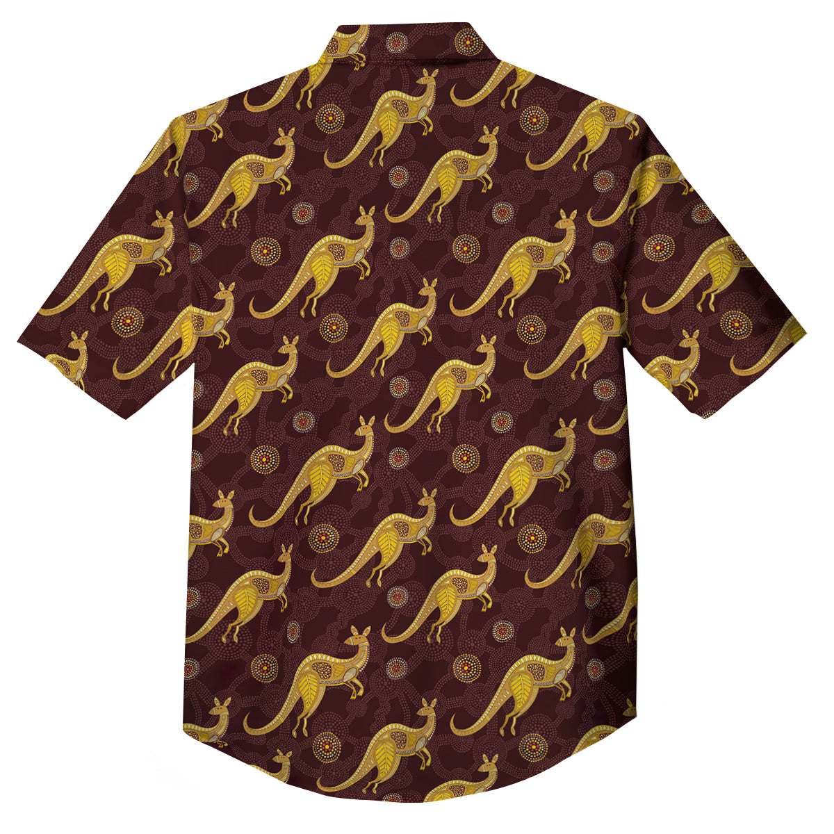 Kangaroo Aboriginal Print Pattern Button Up Shirt-grizzshop
