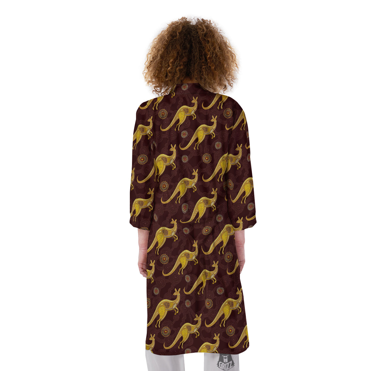 Kangaroo Aboriginal Print Pattern Kimono-grizzshop