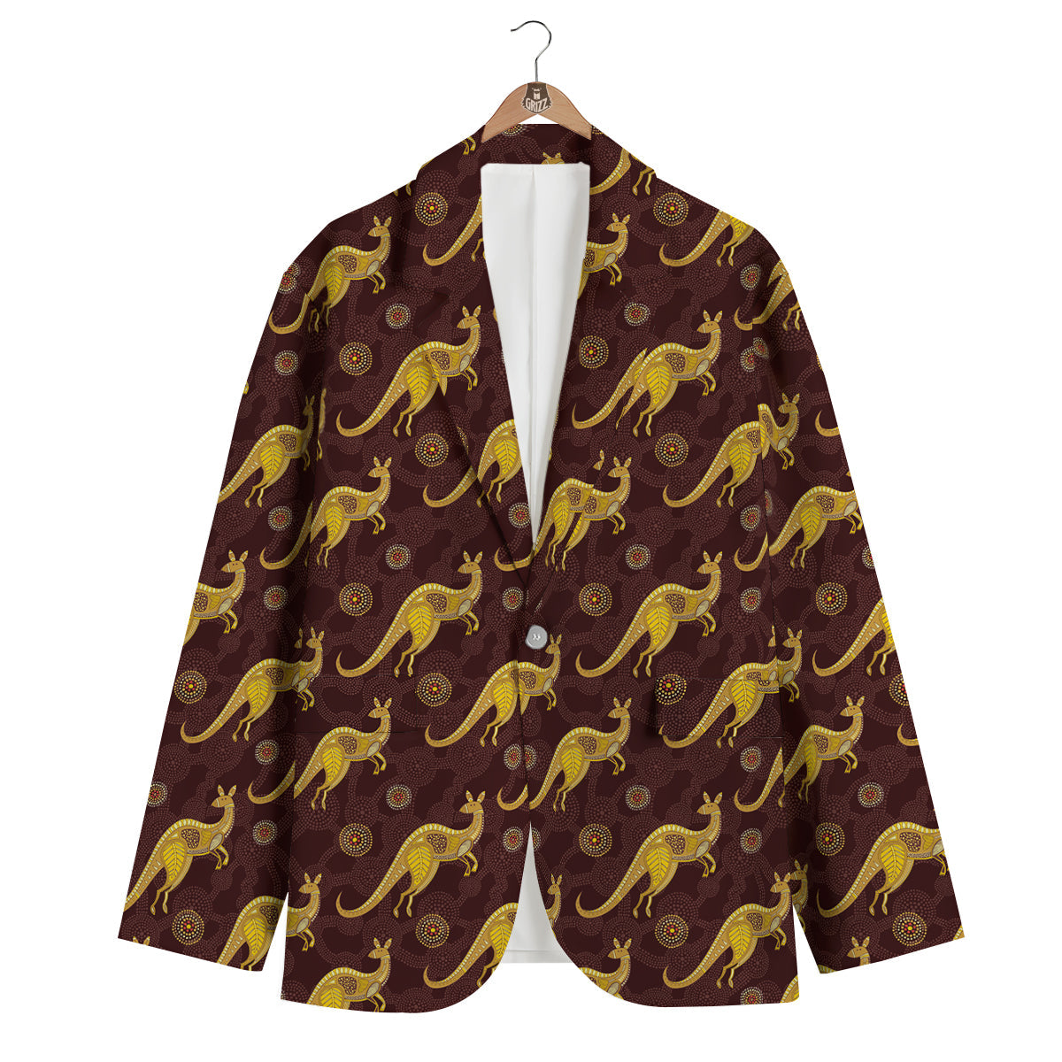 Kangaroo Aboriginal Print Pattern Men's Blazer-grizzshop