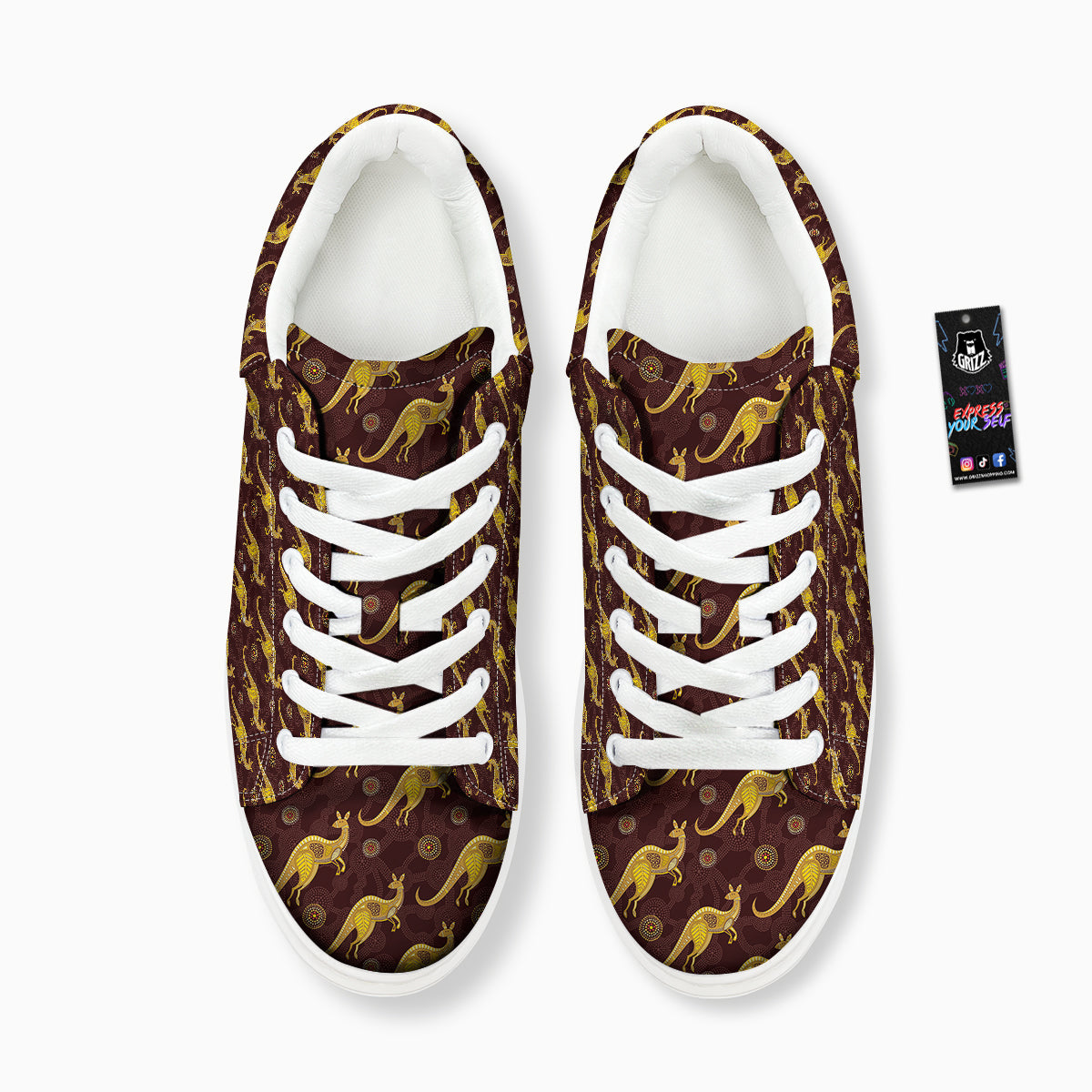 Kangaroo Aboriginal Print Pattern Platform Shoes-grizzshop