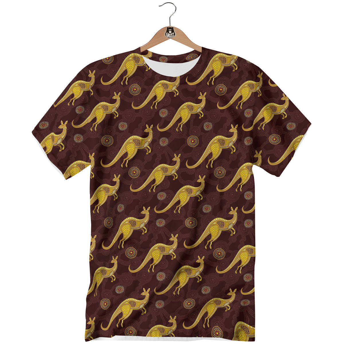 Kangaroo Aboriginal Print Pattern T-Shirt-grizzshop