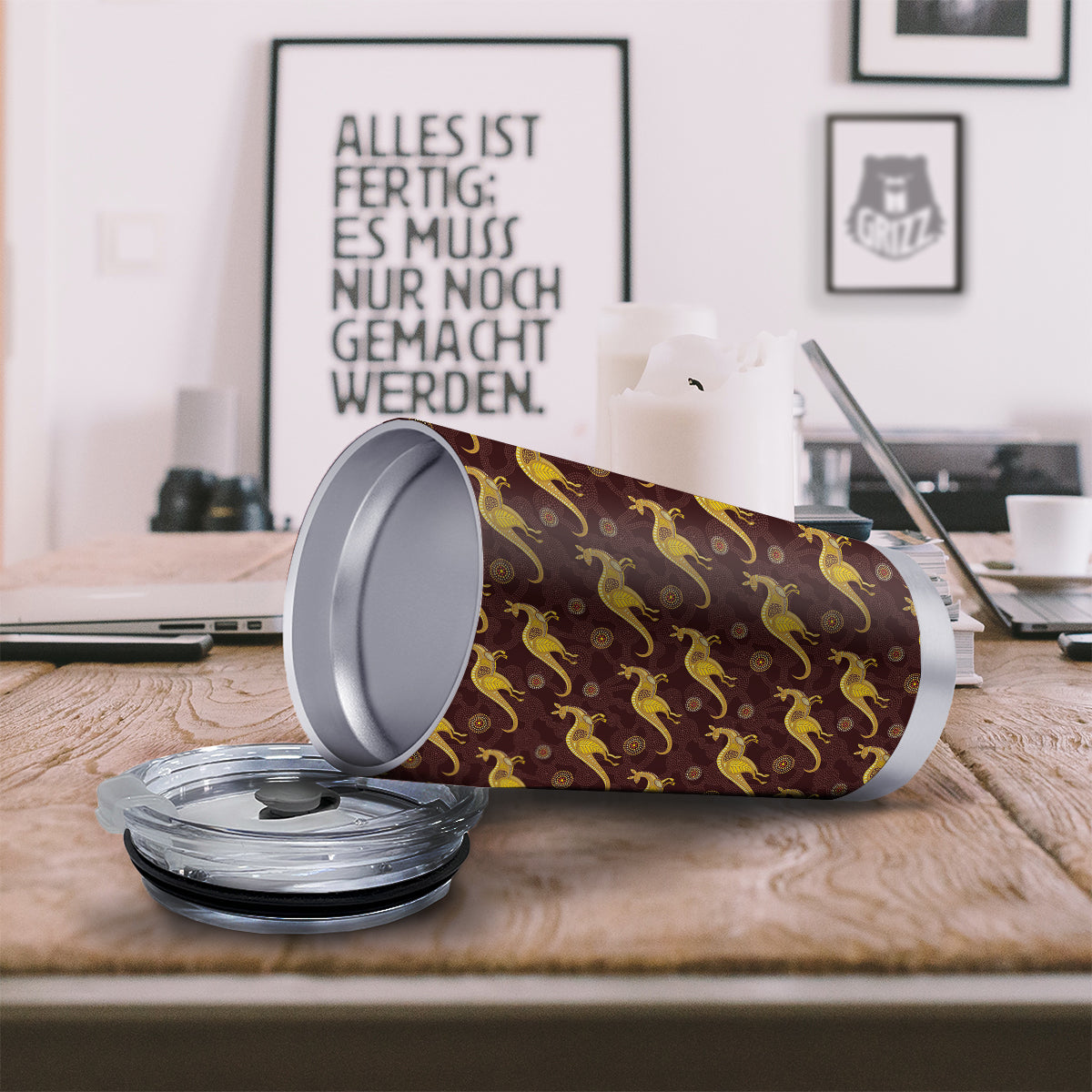 Kangaroo Aboriginal Print Pattern Tumbler-grizzshop