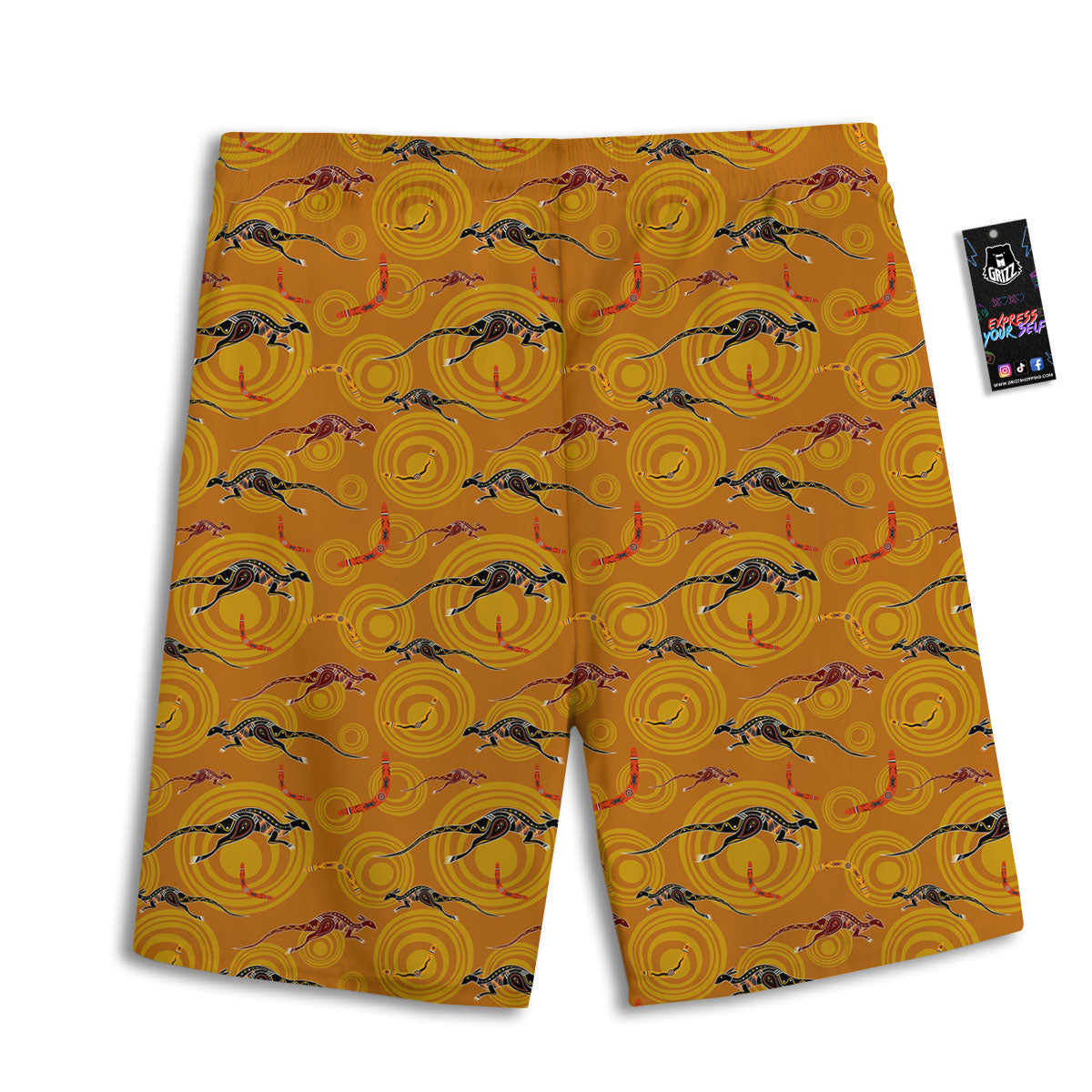 Kangaroo And Boomerang Aboriginal Print Men's Athletic Shorts