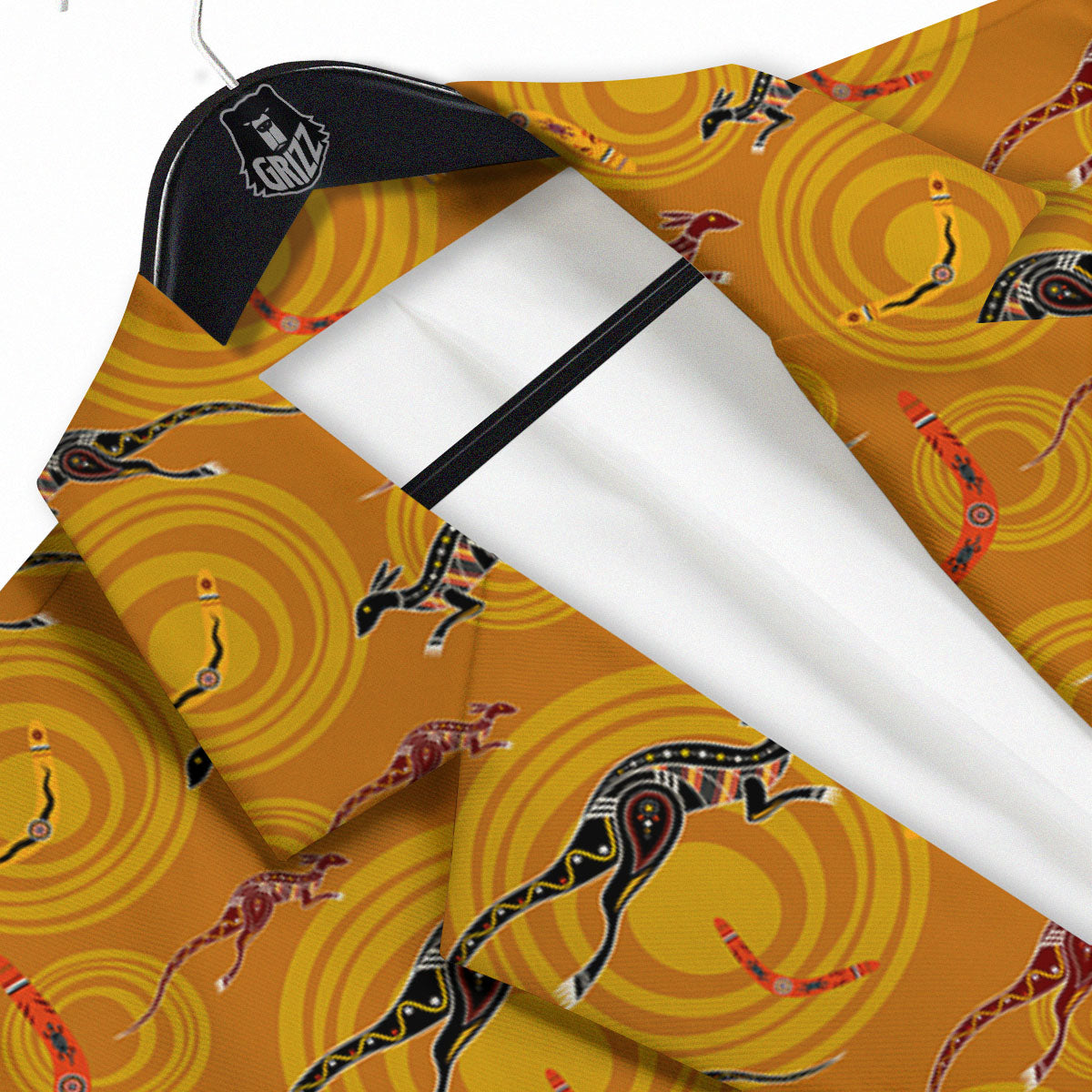 Kangaroo And Boomerang Aboriginal Print Men's Sport Coat-grizzshop