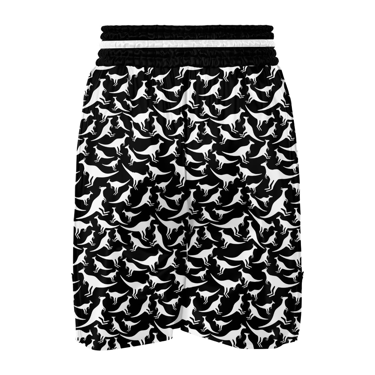 Kangaroo Black And White Print Pattern Boxing Shorts-grizzshop