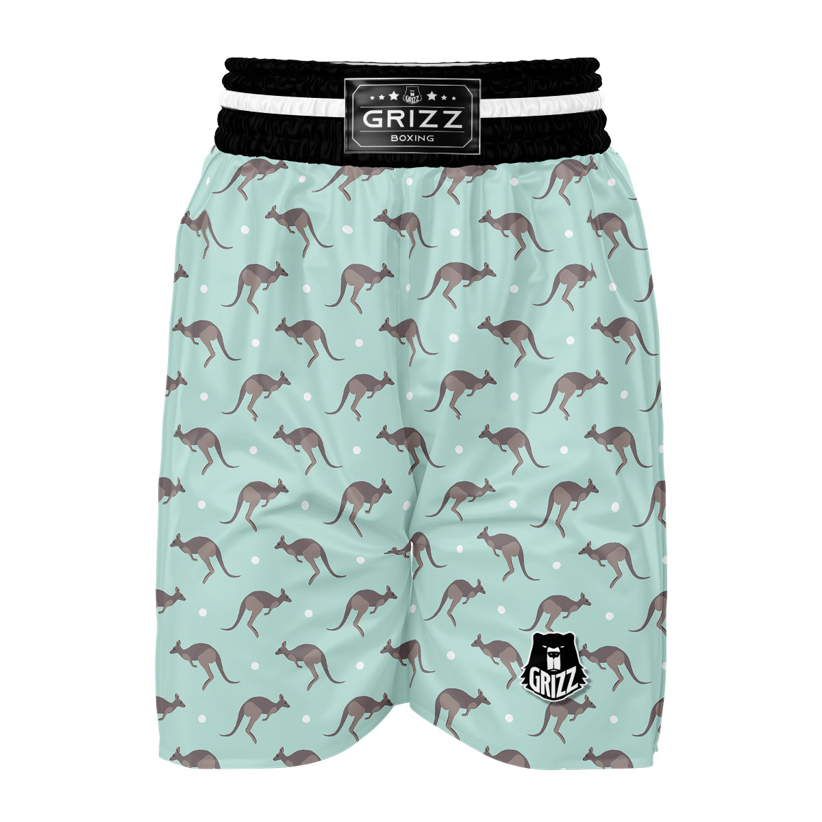 Kangaroo Blue And White Dot Print Pattern Boxing Shorts-grizzshop