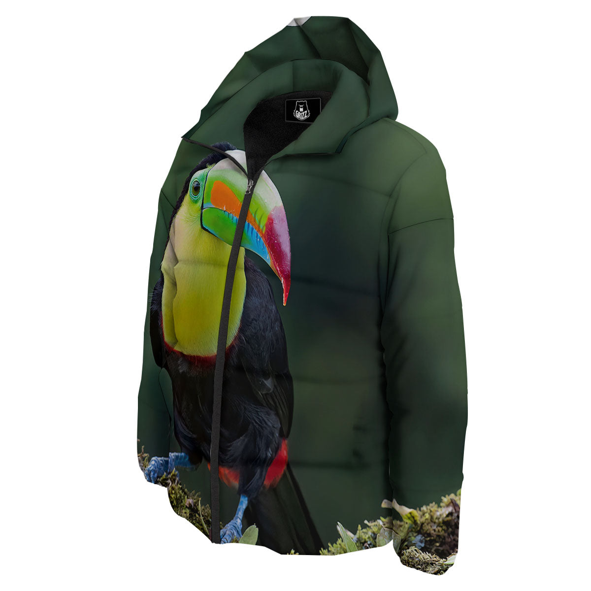 Keel-Billed Toucan Print Down Jacket-grizzshop