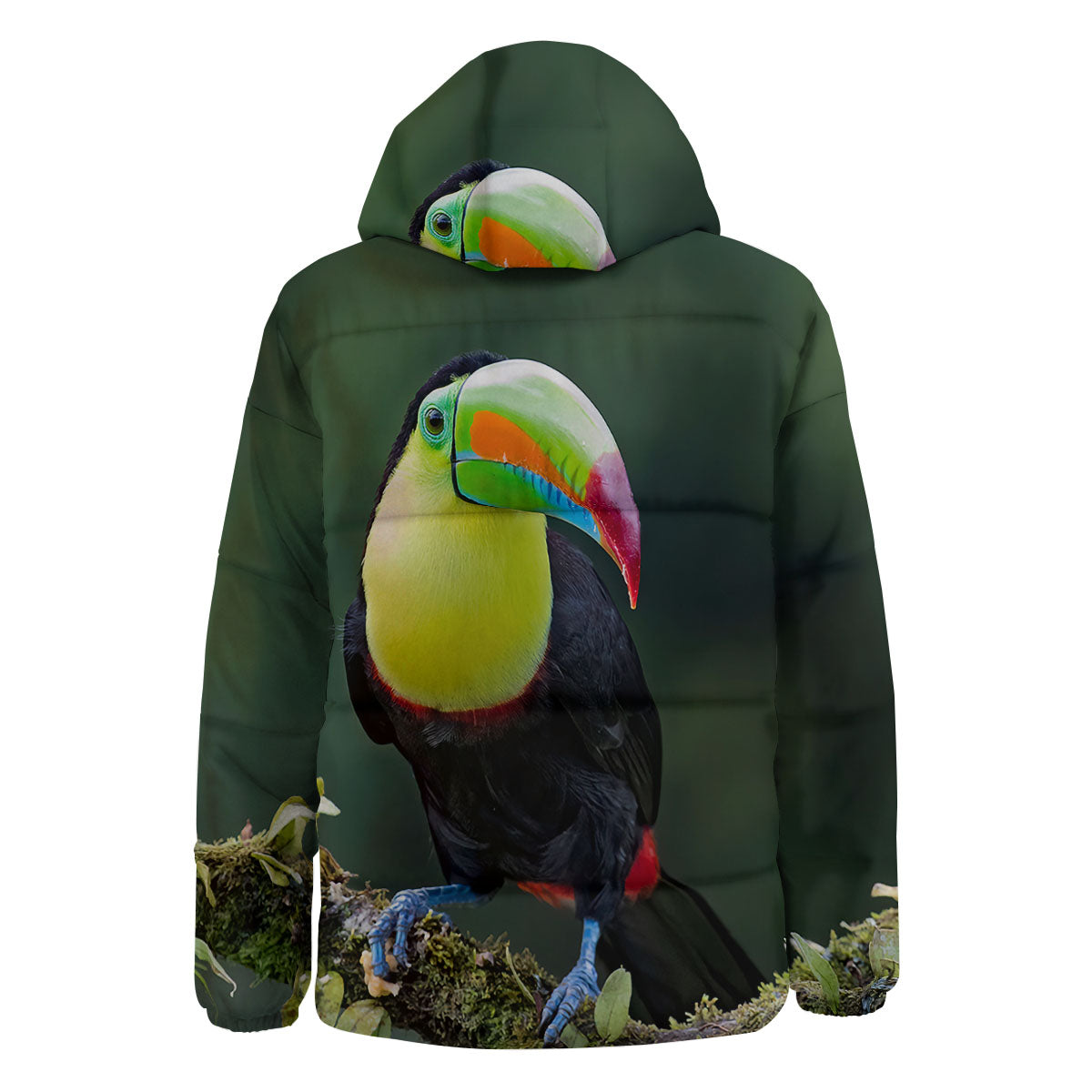 Keel-Billed Toucan Print Down Jacket-grizzshop