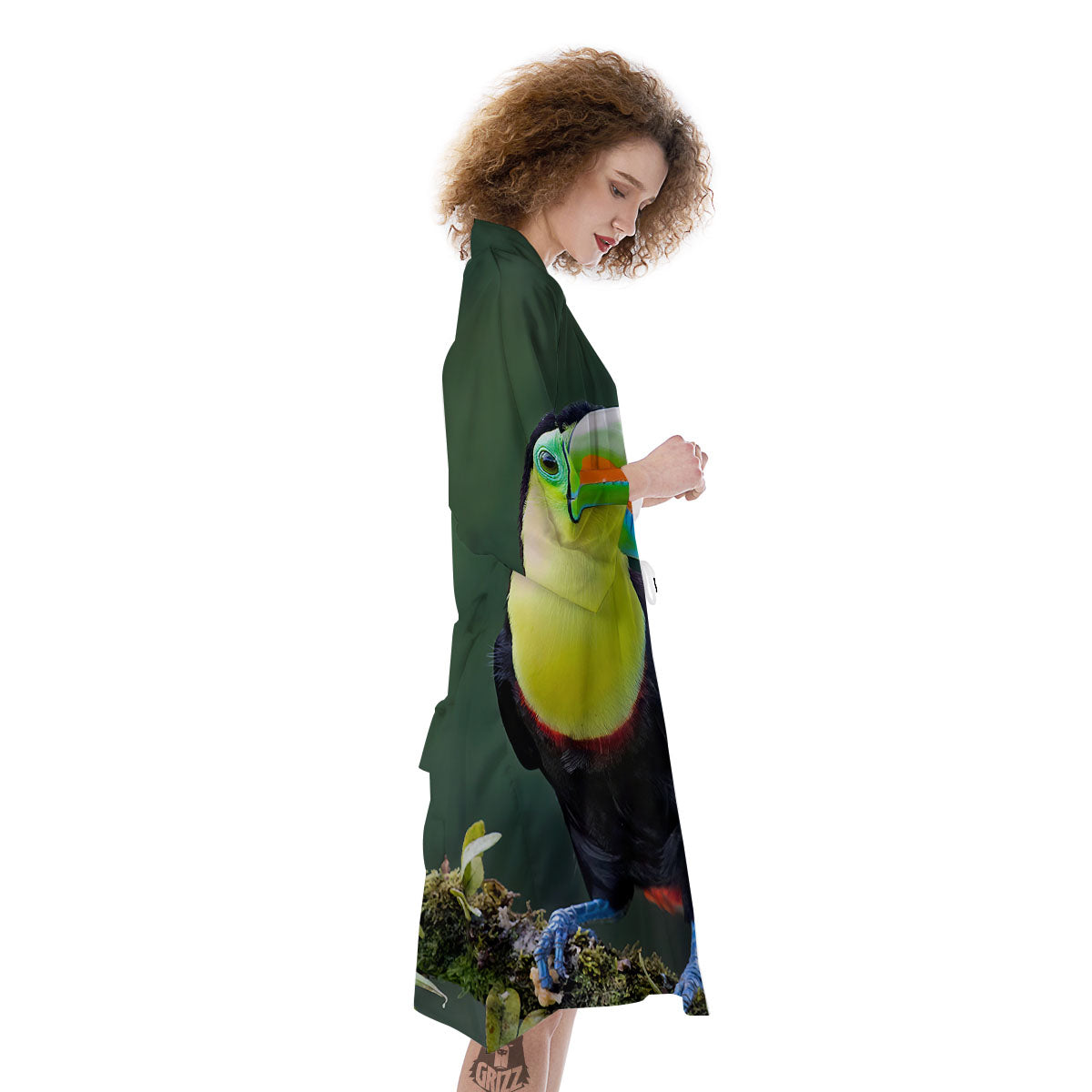 Keel-Billed Toucan Print Kimono-grizzshop