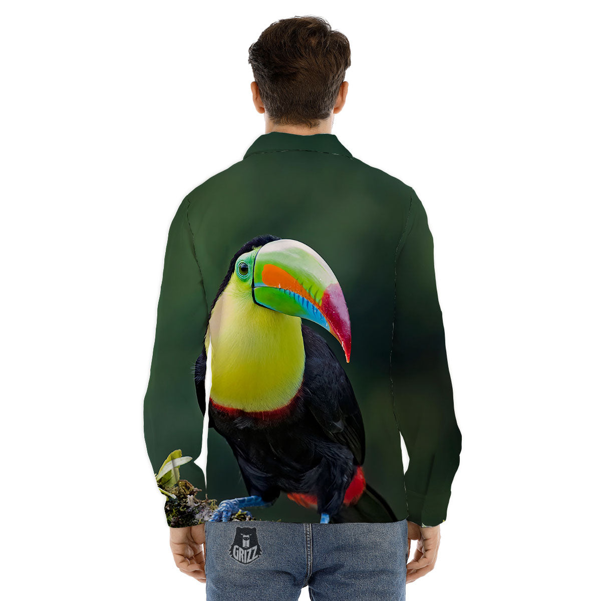 Keel-Billed Toucan Print Men's Dress Shirts-grizzshop