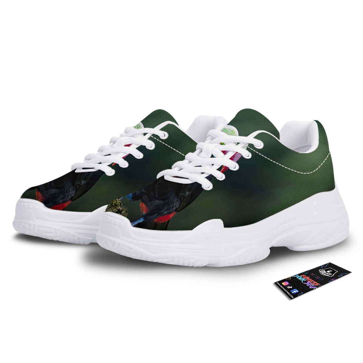 Keel-Billed Toucan Print White Chunky Shoes-grizzshop