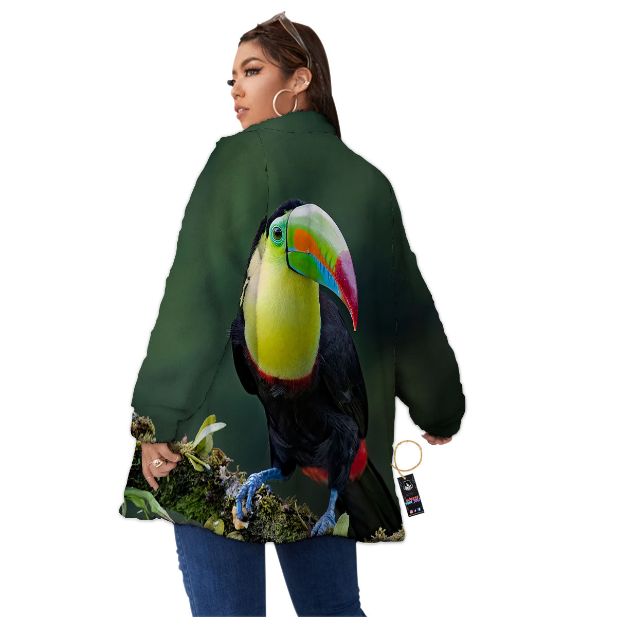 Keel-Billed Toucan Print Women's Sherpa Jacket-grizzshop