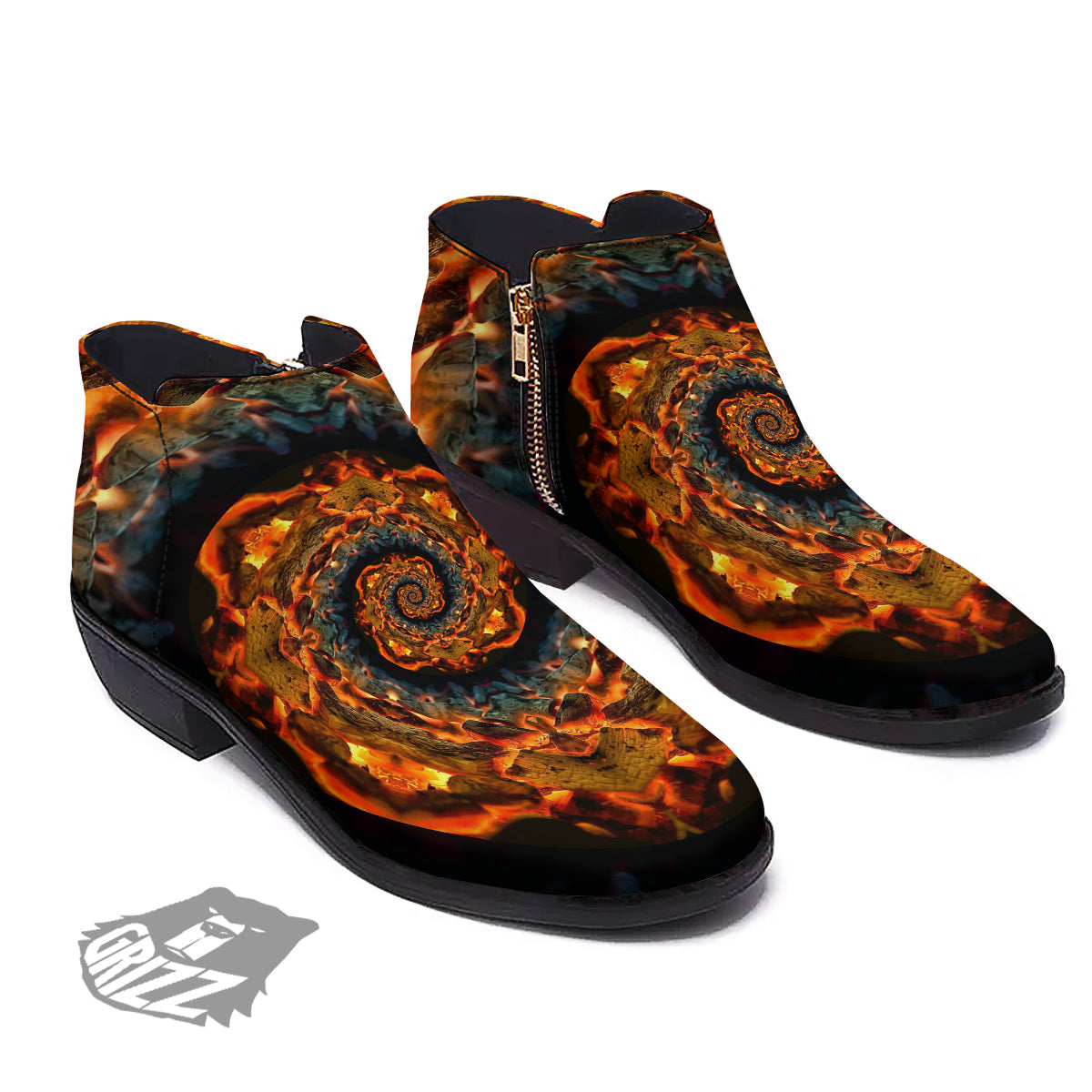 Keleidoscope Lava Texture Print Ankle Boots-grizzshop