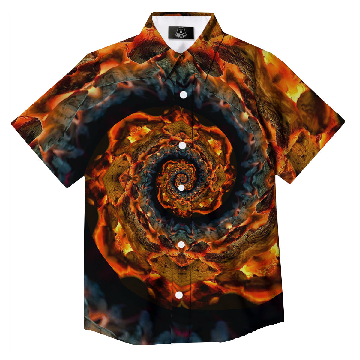 Keleidoscope Lava Texture Print Button Up Shirt-grizzshop