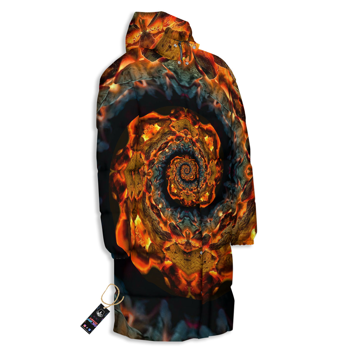 Keleidoscope Lava Texture Print Long Down Jacket-grizzshop