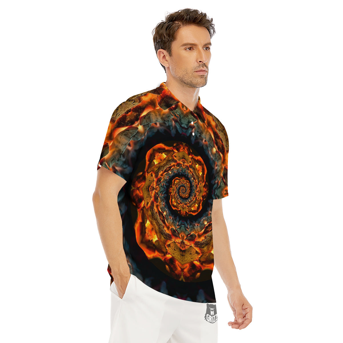 Keleidoscope Lava Texture Print Men's Golf Shirts-grizzshop