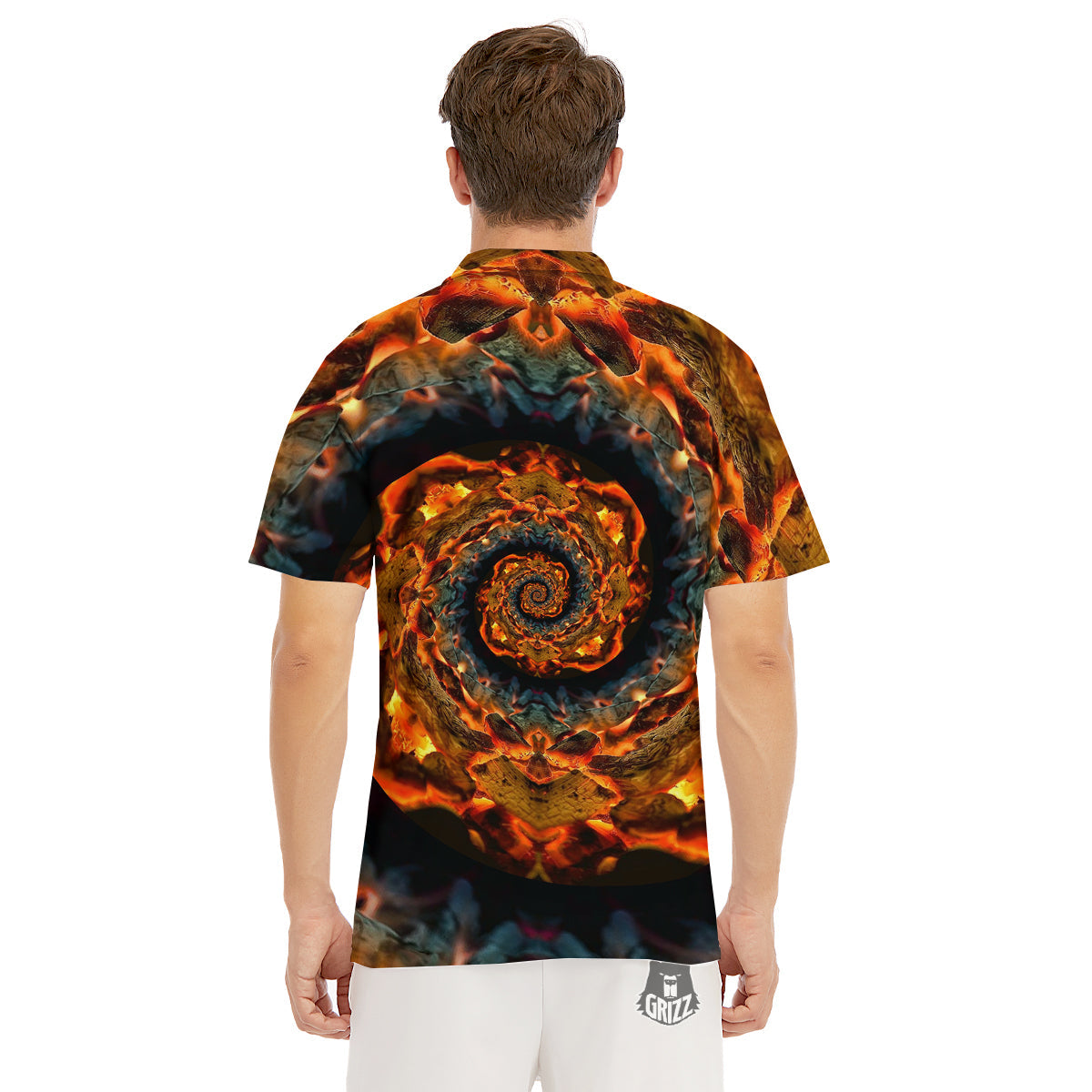 Keleidoscope Lava Texture Print Men's Golf Shirts-grizzshop