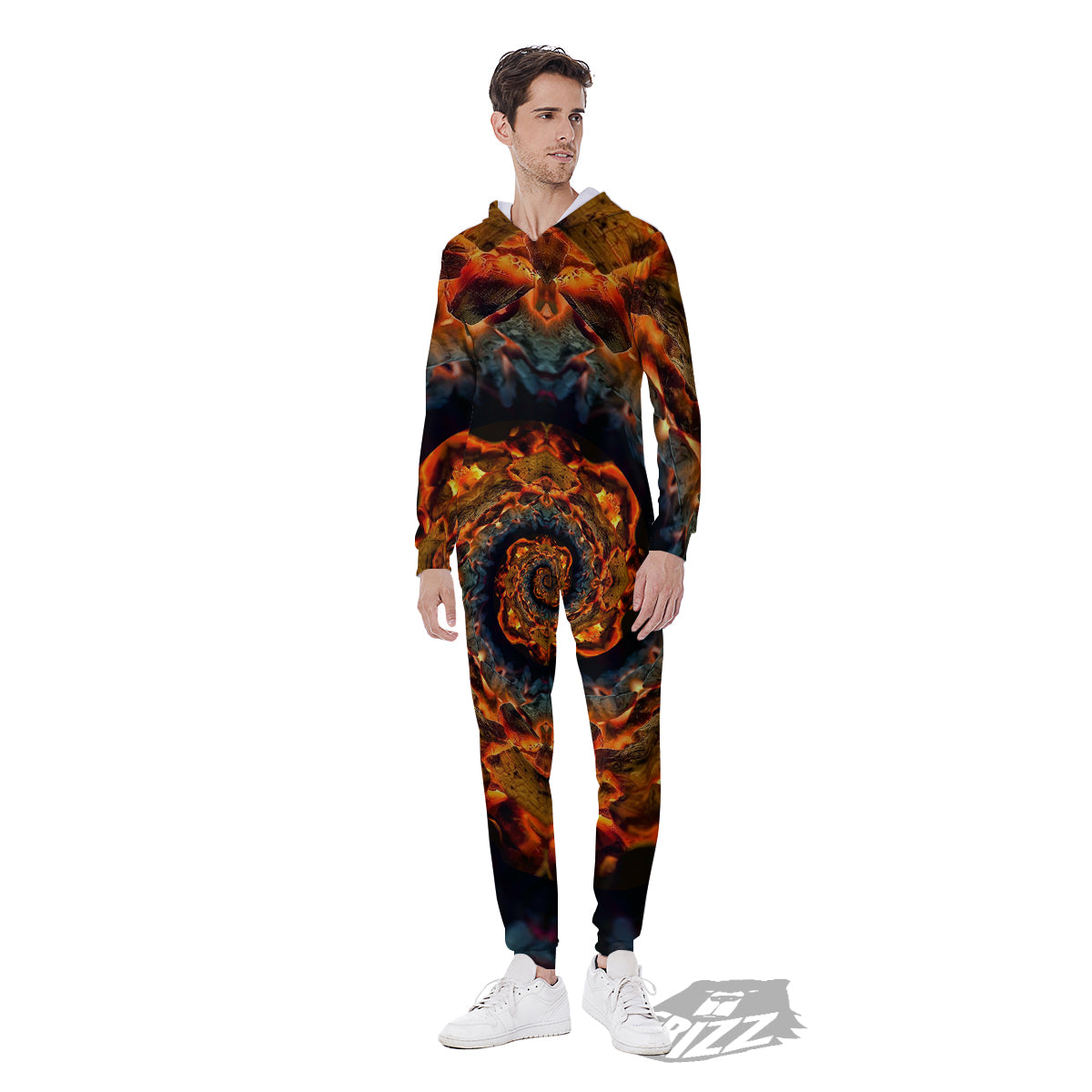 Keleidoscope Lava Texture Print Men's Jumpsuit-grizzshop
