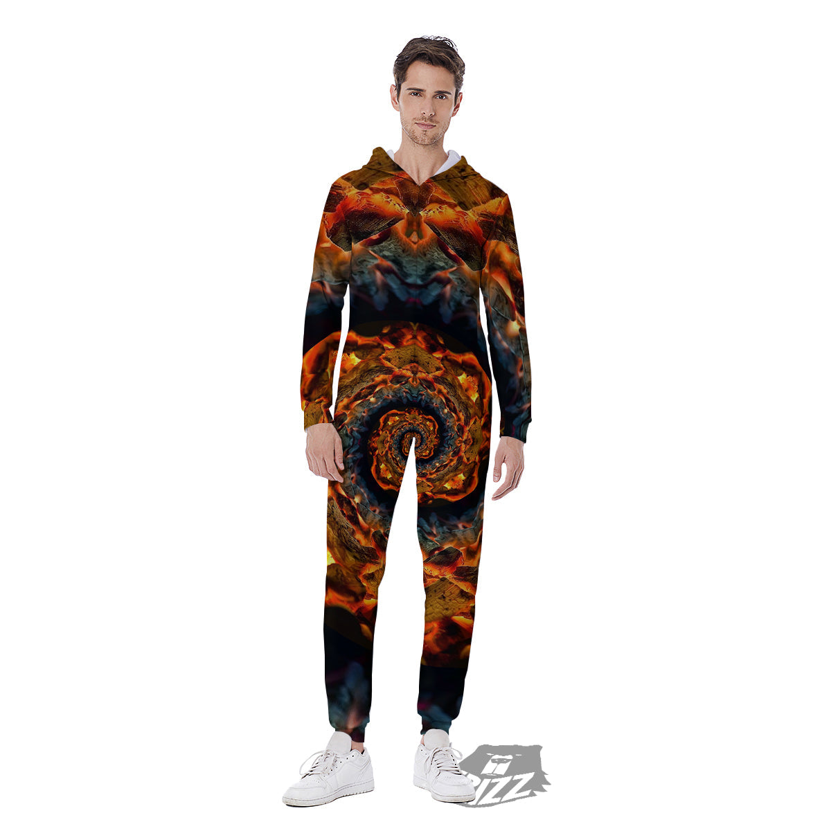 Keleidoscope Lava Texture Print Men's Jumpsuit-grizzshop