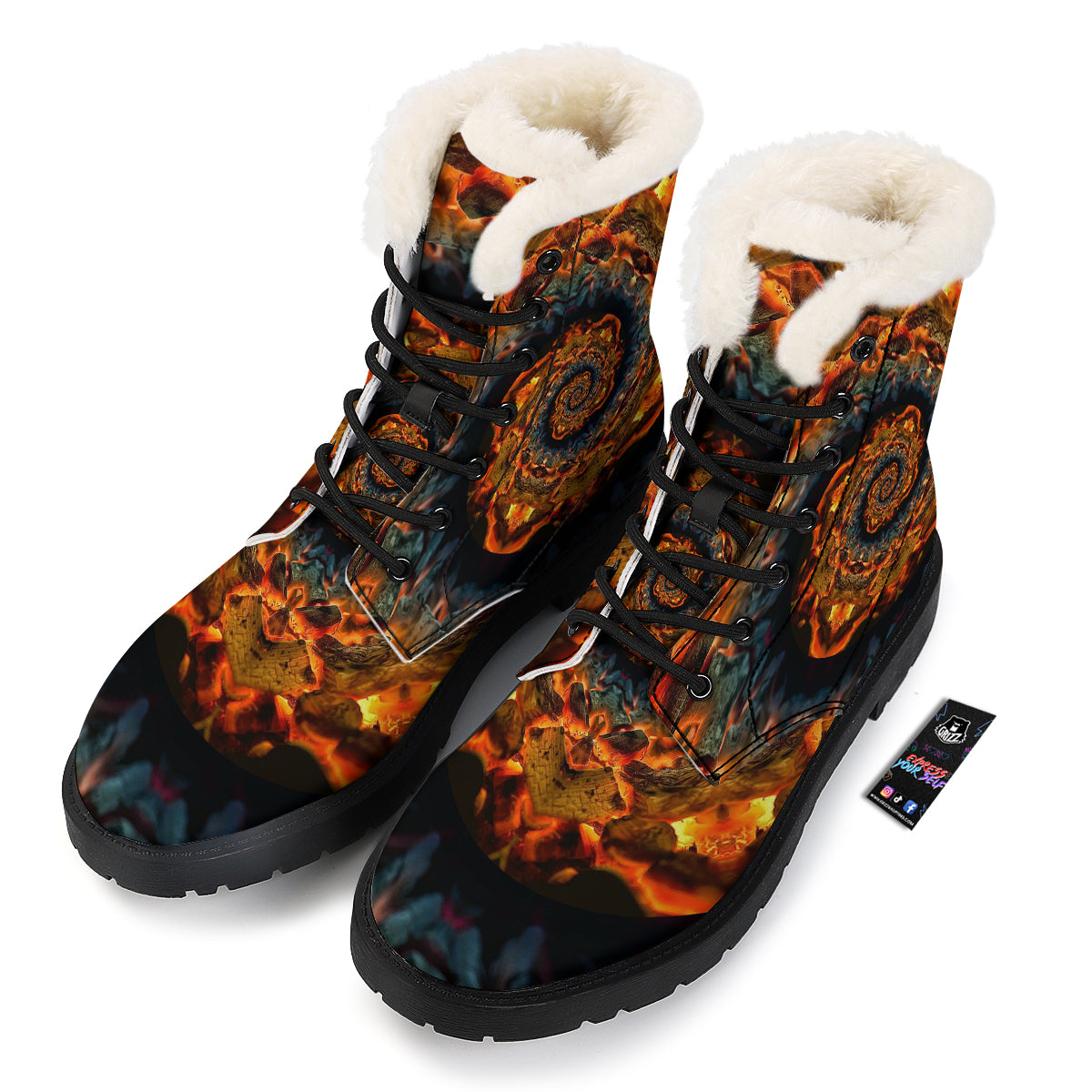Keleidoscope Lava Texture Print Winter Boots-grizzshop