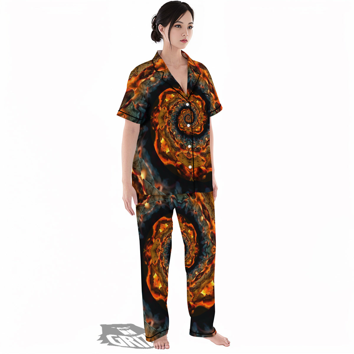 Keleidoscope Lava Texture Print Women's Pajamas Set-grizzshop