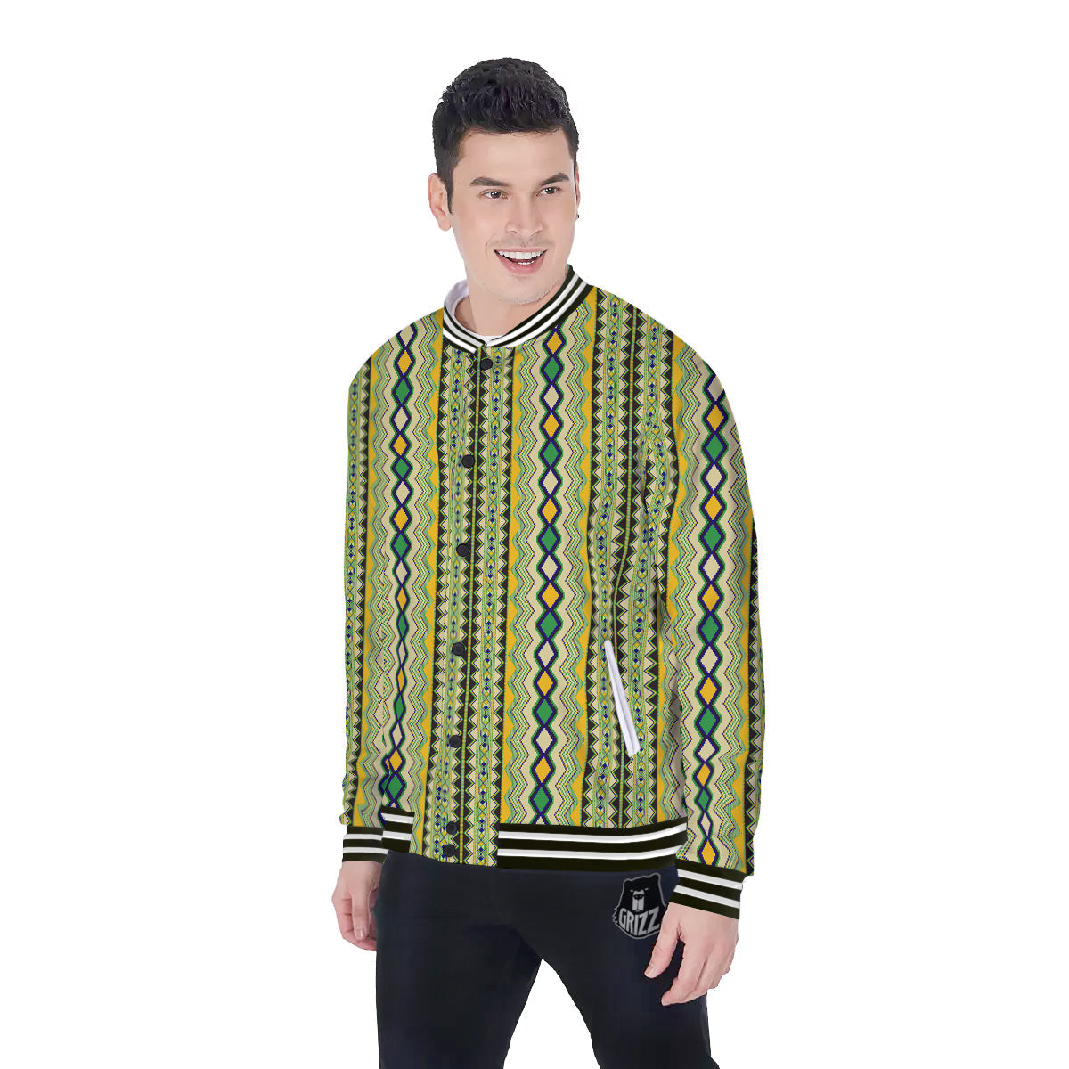 Kente African Print Pattern Baseball Jacket-grizzshop