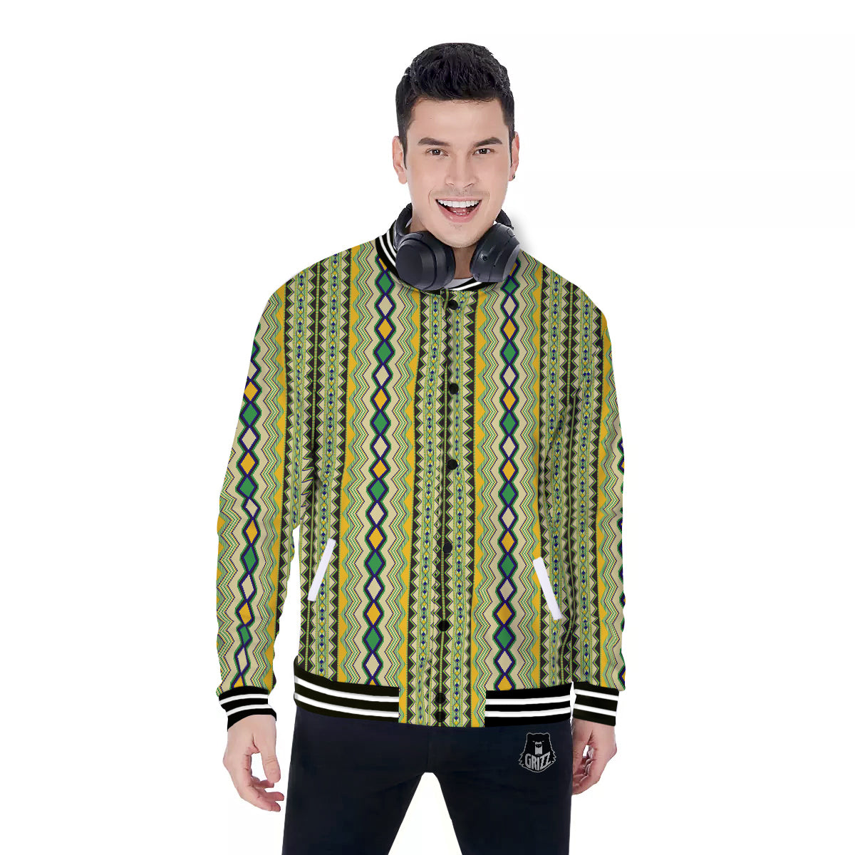 Kente African Print Pattern Baseball Jacket-grizzshop