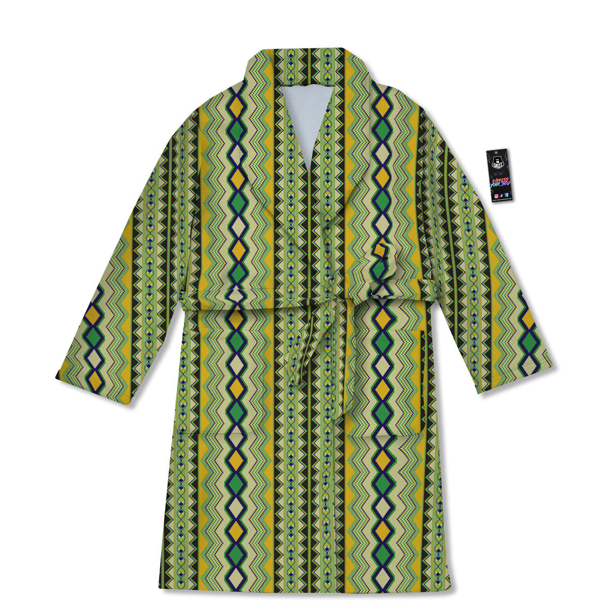 Kente African Print Pattern Bathrobe-grizzshop