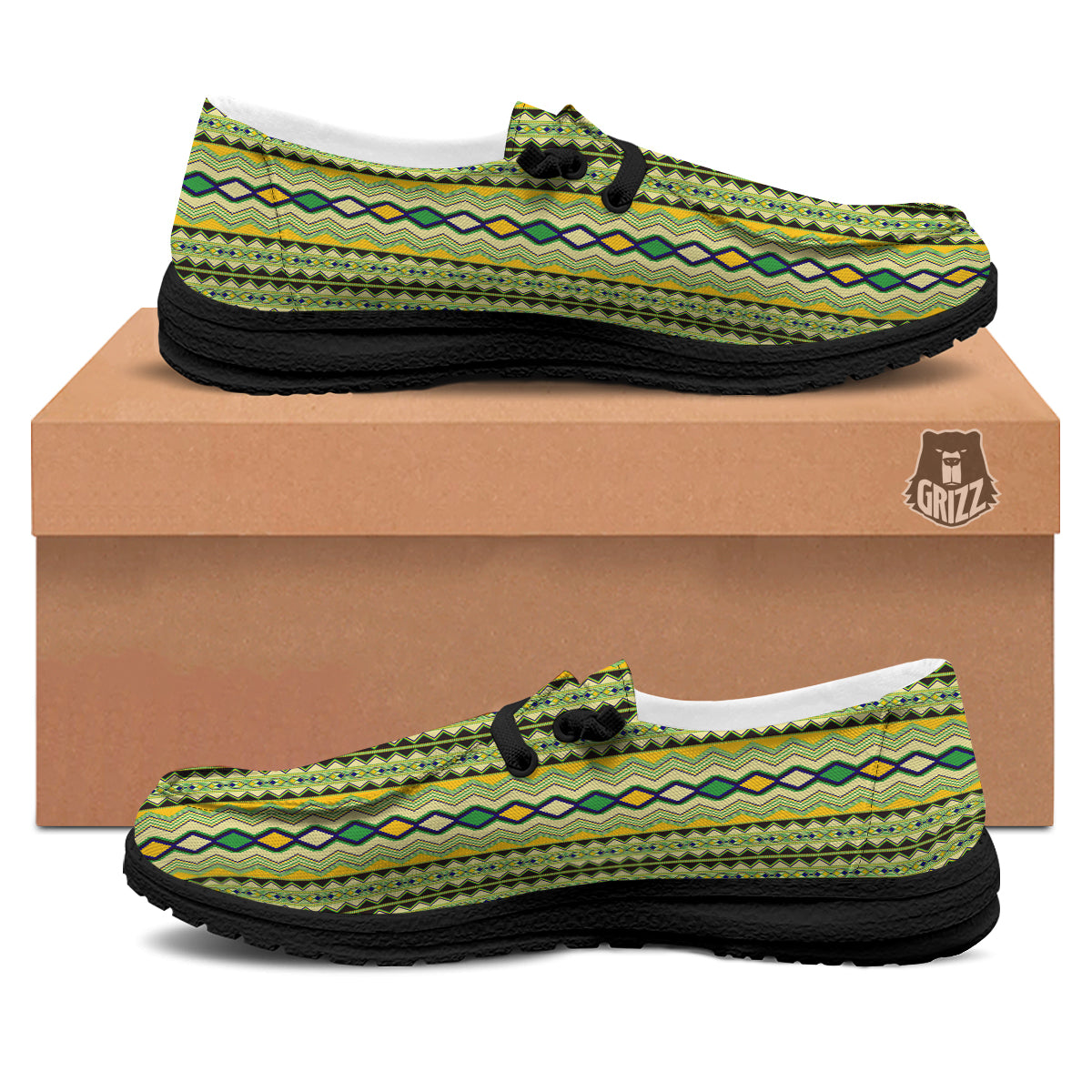 Kente African Print Pattern Black Loafers-grizzshop