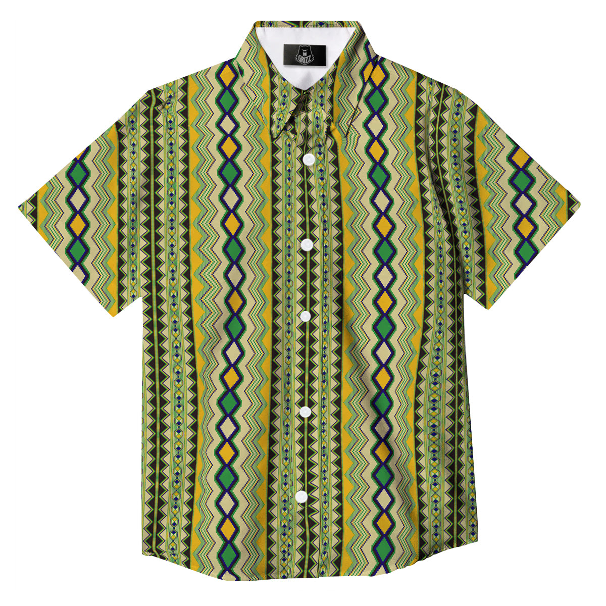 Kente African Print Pattern Button Up Shirt-grizzshop