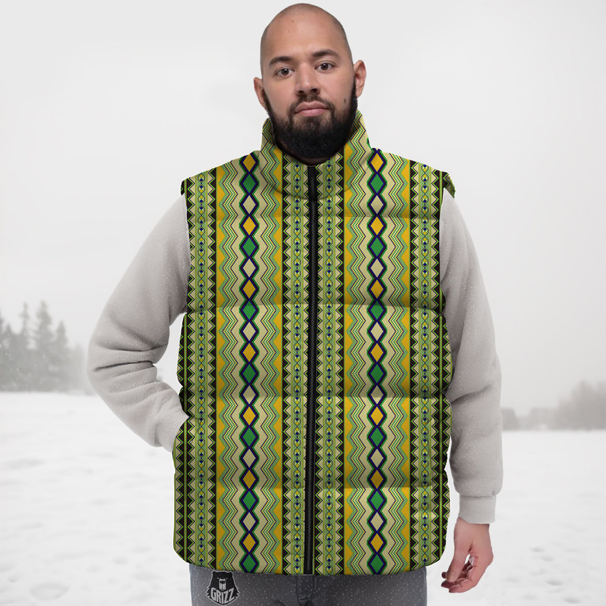 Kente African Print Pattern Down Vest