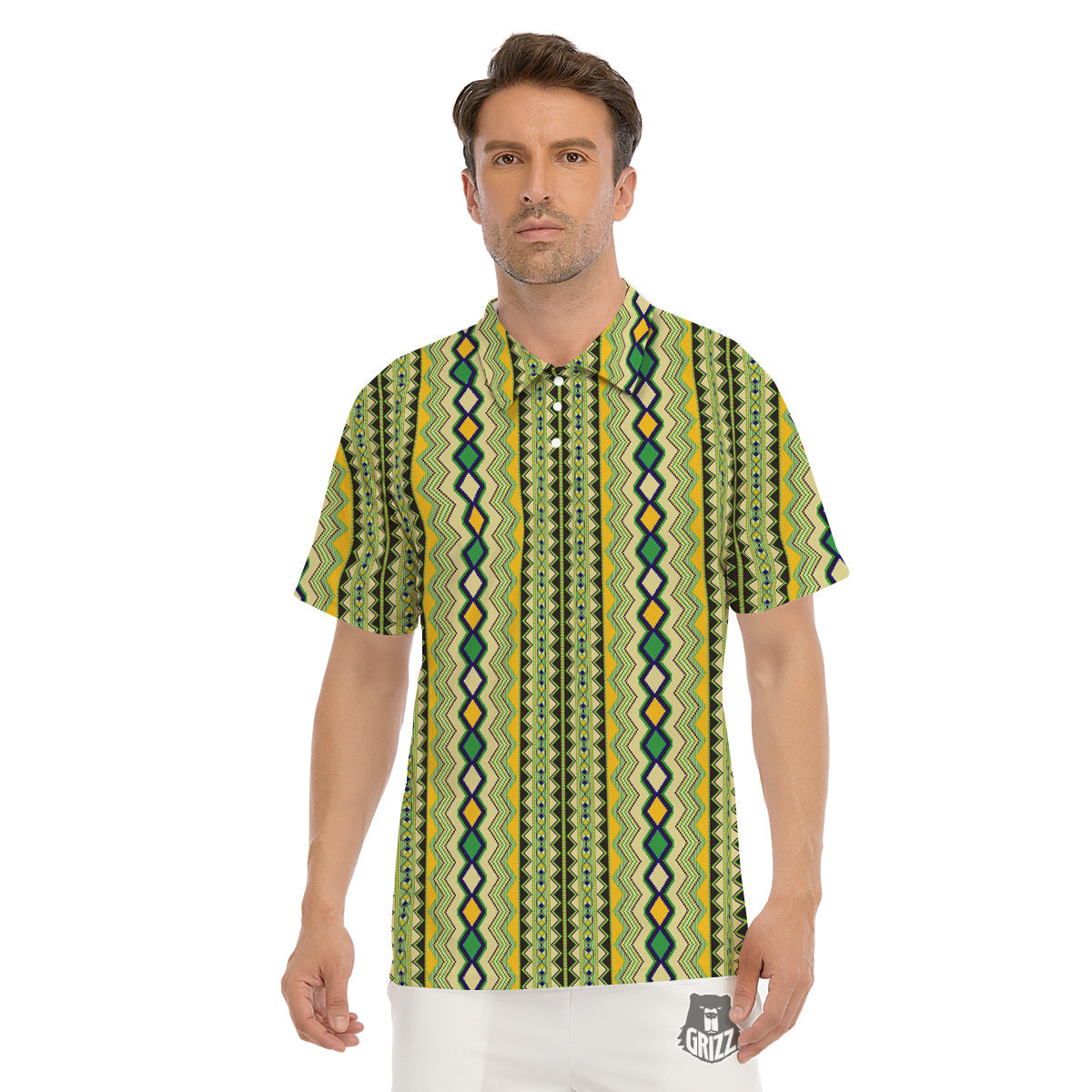Kente African Print Pattern Men's Golf Shirts-grizzshop