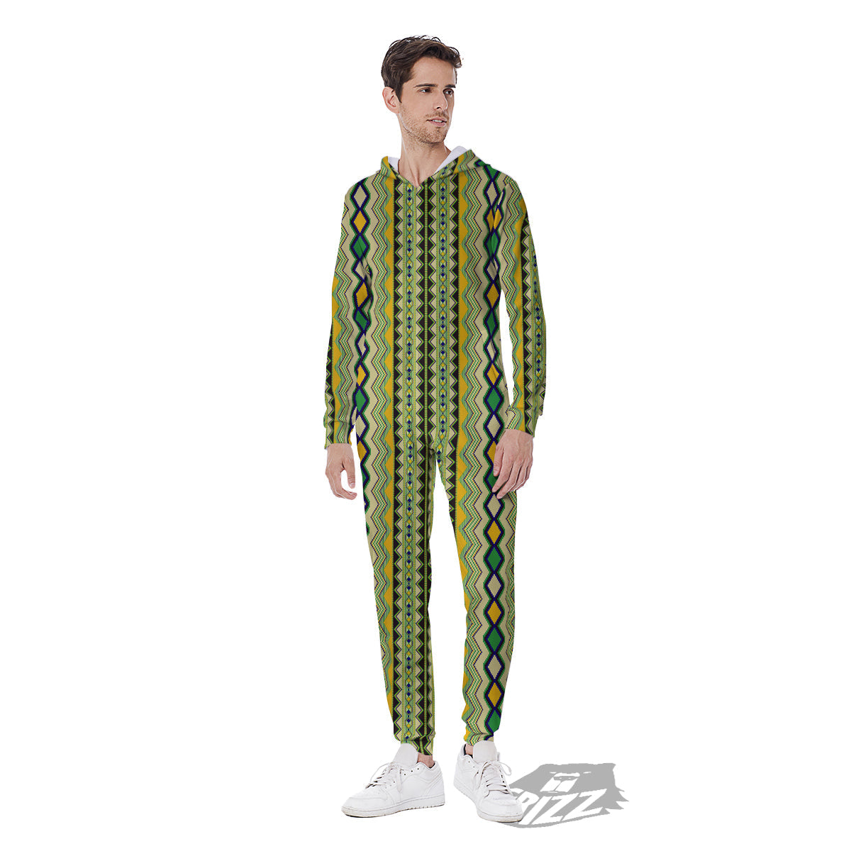Kente African Print Pattern Men's Jumpsuit-grizzshop