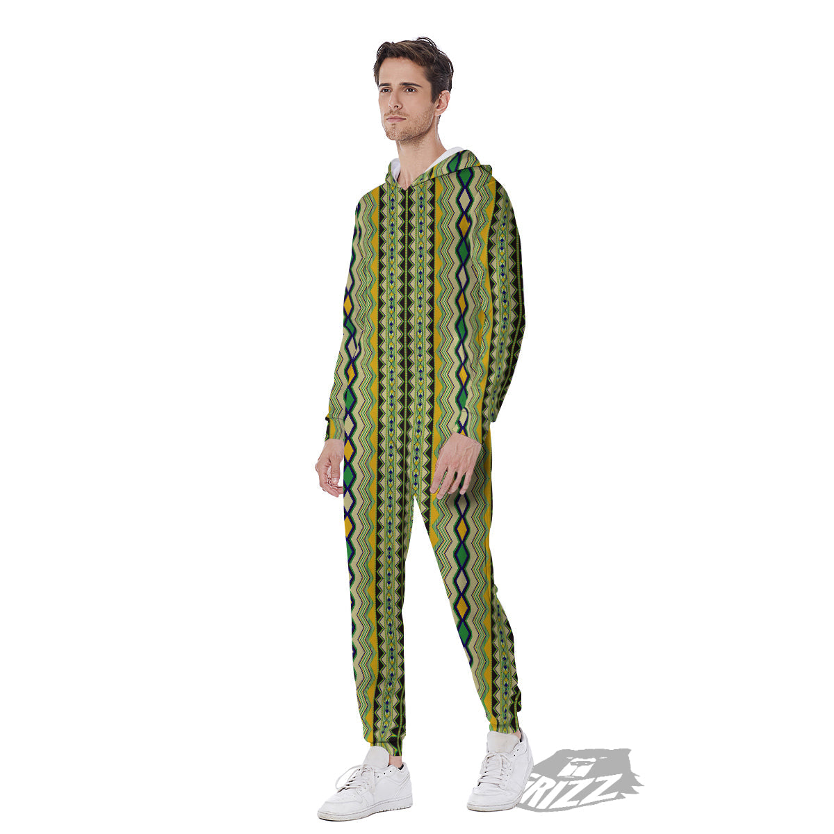 Kente African Print Pattern Men's Jumpsuit-grizzshop
