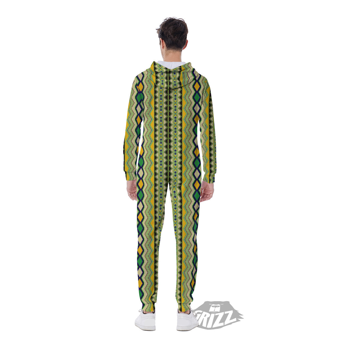 Kente African Print Pattern Men's Jumpsuit-grizzshop