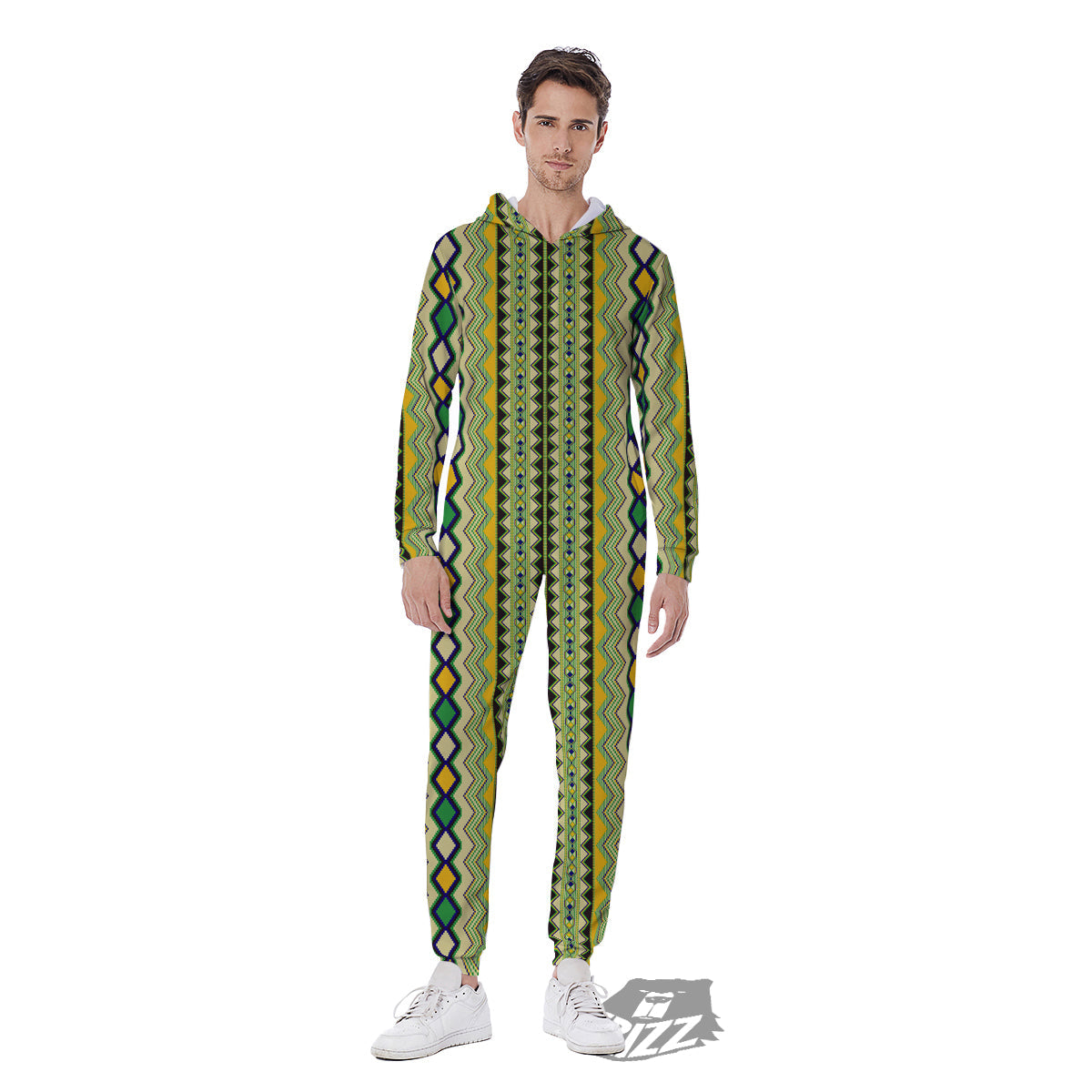 Kente African Print Pattern Men's Jumpsuit-grizzshop