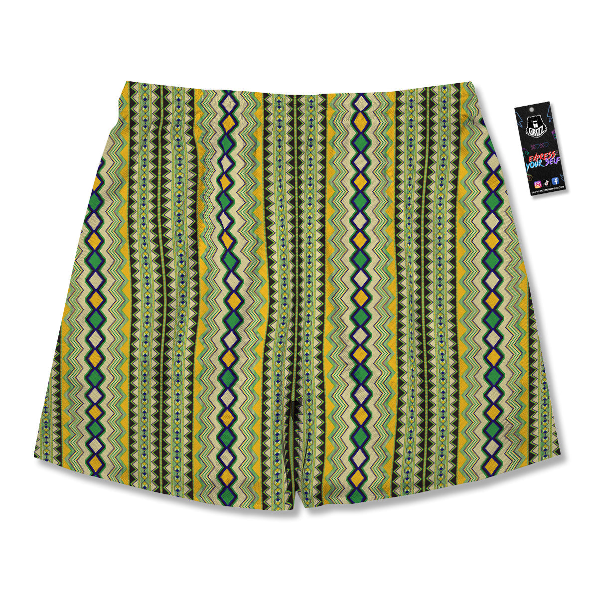 Kente African Print Pattern Men's Running Shorts-grizzshop