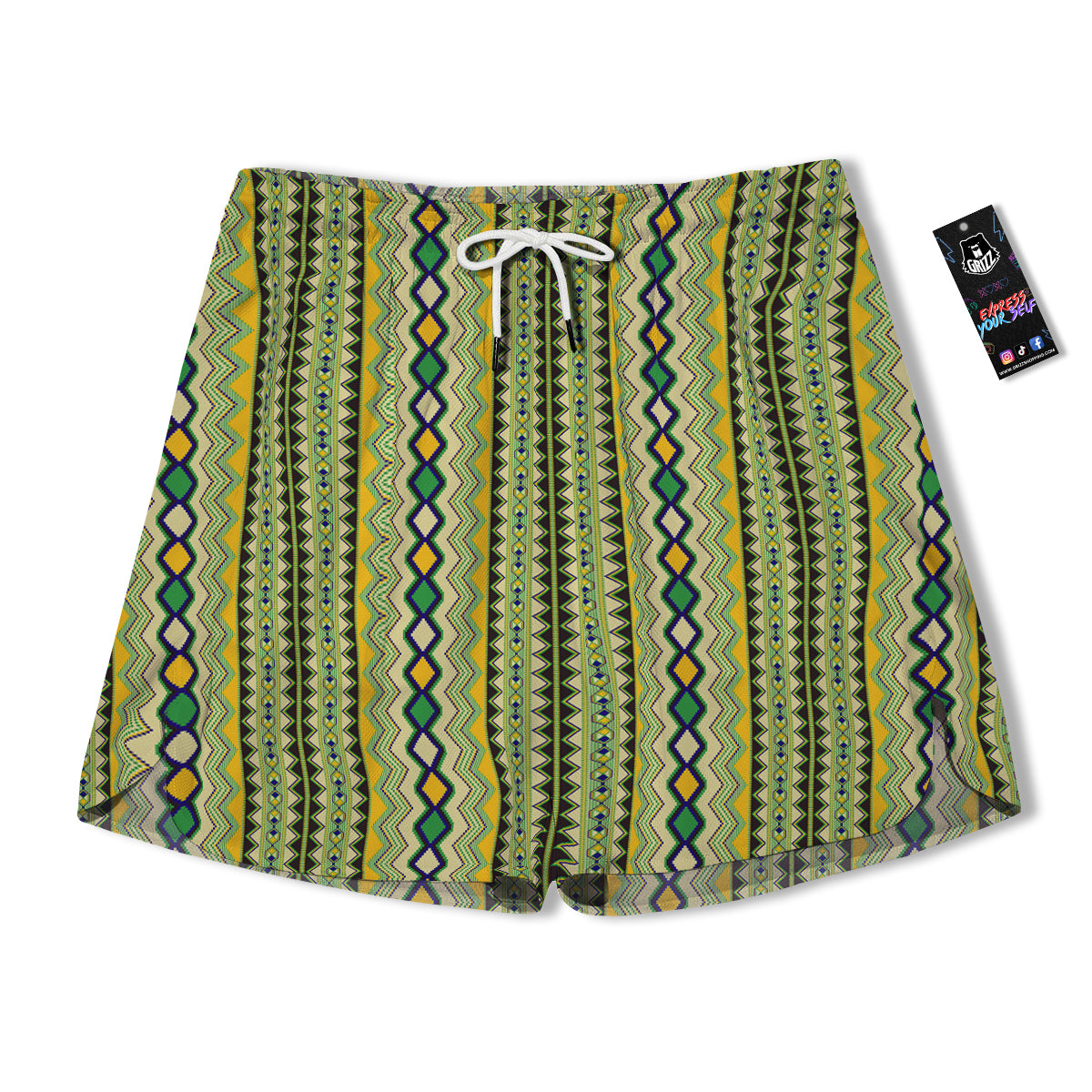 Kente African Print Pattern Men's Running Shorts-grizzshop