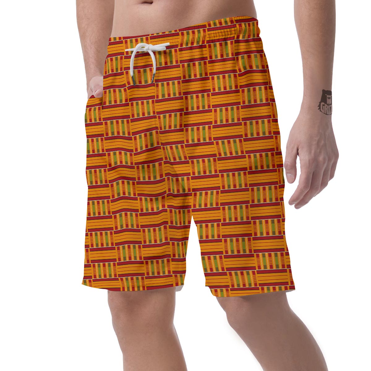 Kente African Print Pattern Men's Shorts-grizzshop