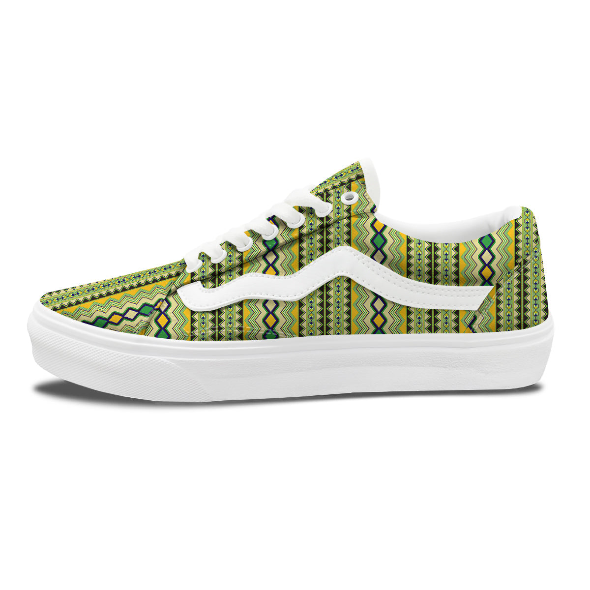 Kente African Print Pattern Skate Shoes-grizzshop