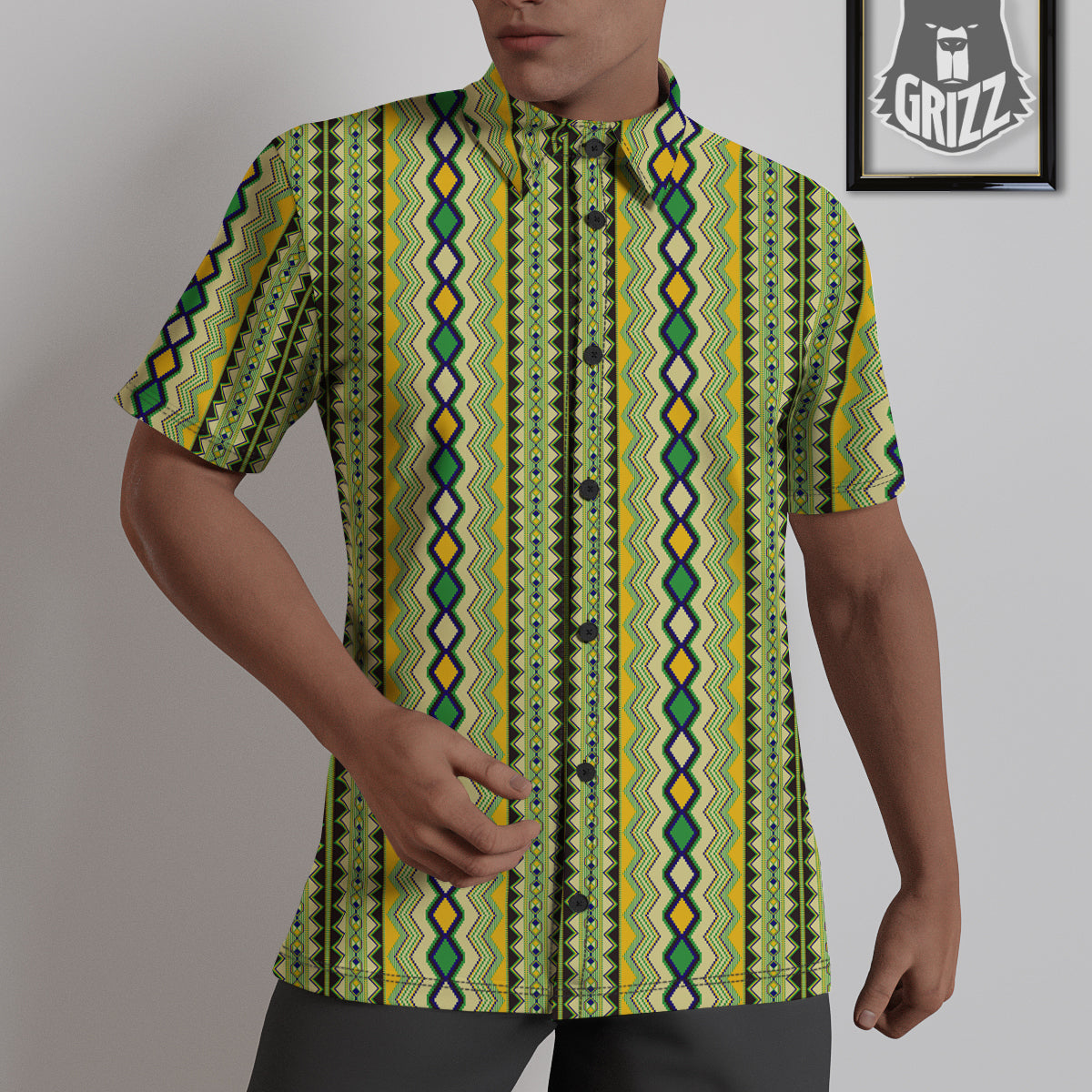 Kente African Print Pattern Untucked Shirts-grizzshop