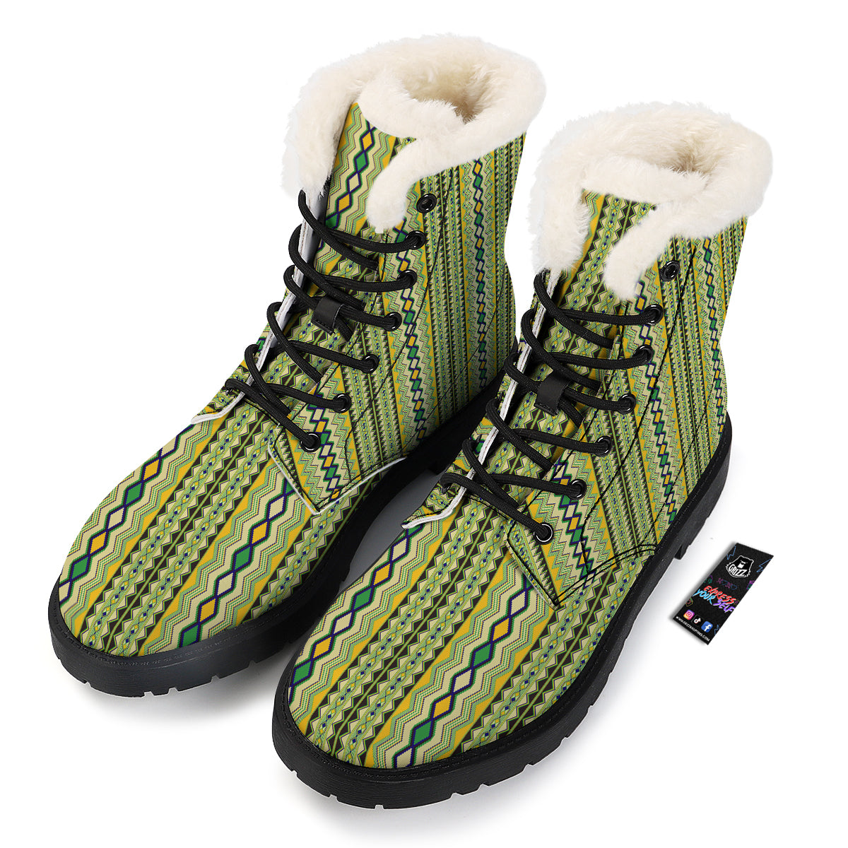 Kente African Print Pattern Winter Boots-grizzshop