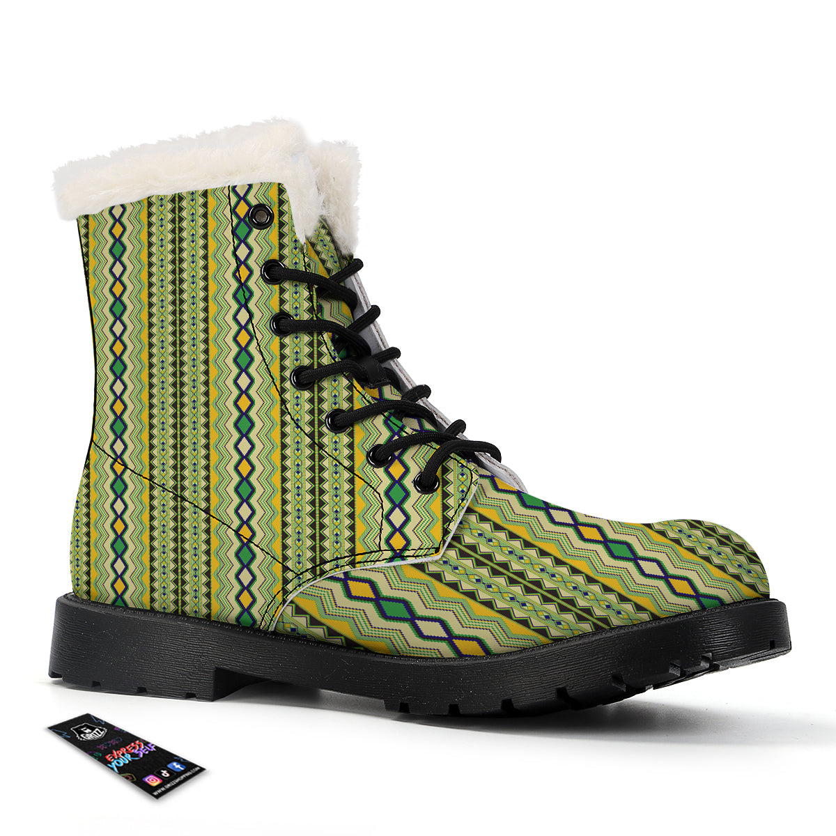 Kente African Print Pattern Winter Boots-grizzshop