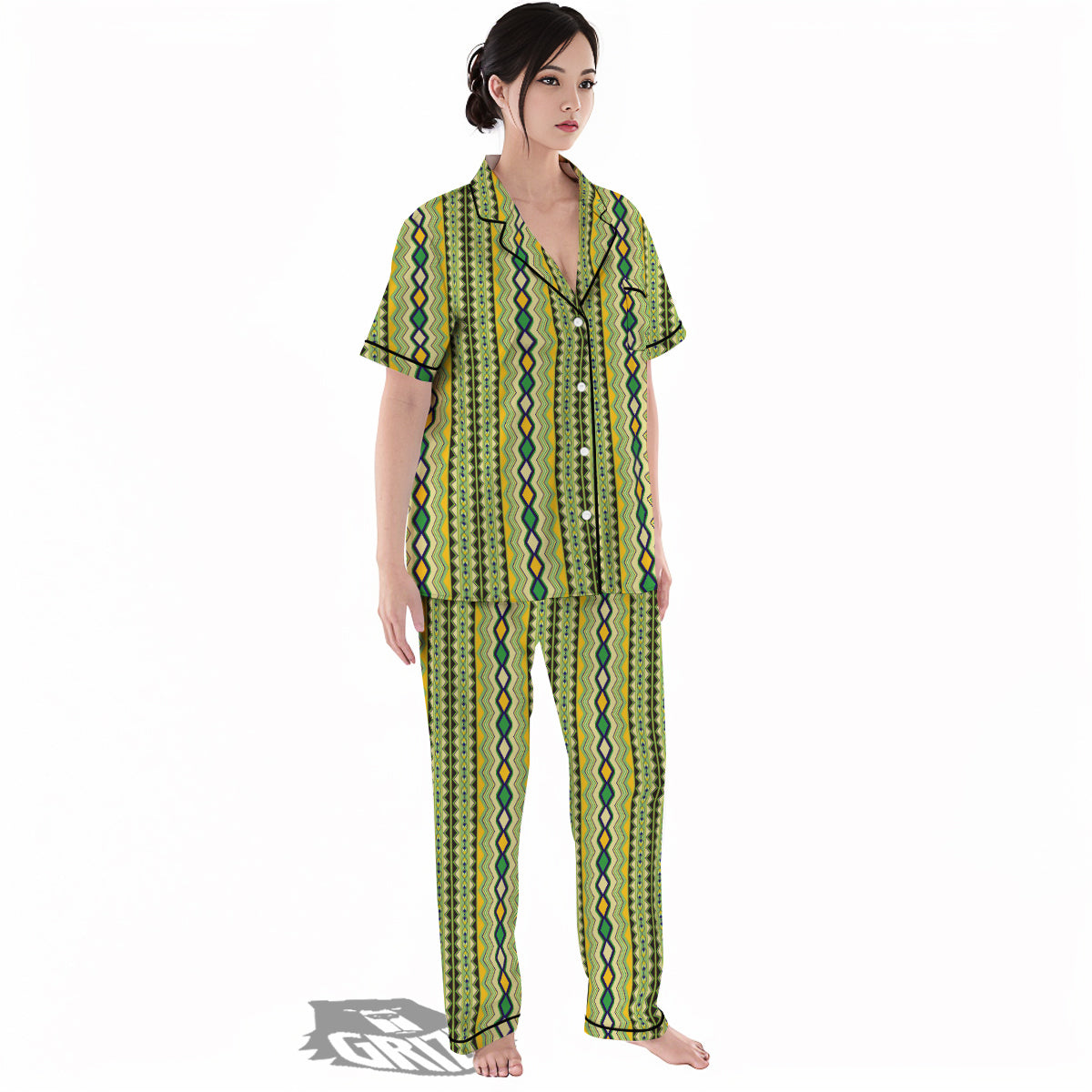Kente African Print Pattern Women's Pajamas Set-grizzshop