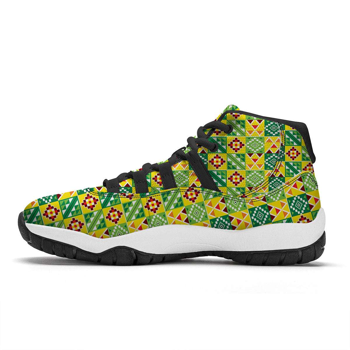 Kente Asante Print Pattern Black Bball Shoes-grizzshop