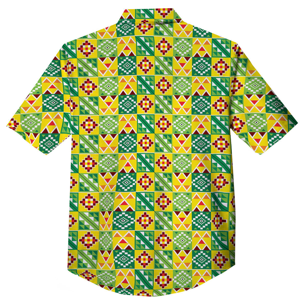 Kente Asante Print Pattern Button Up Shirt-grizzshop