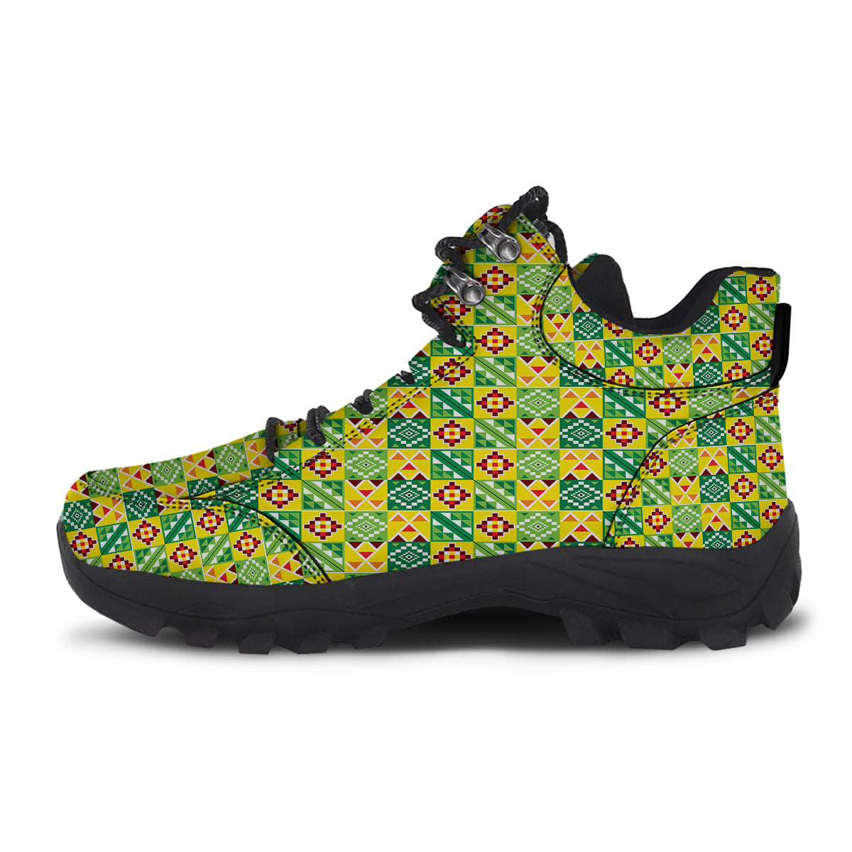 Kente Asante Print Pattern Hiking Shoes-grizzshop