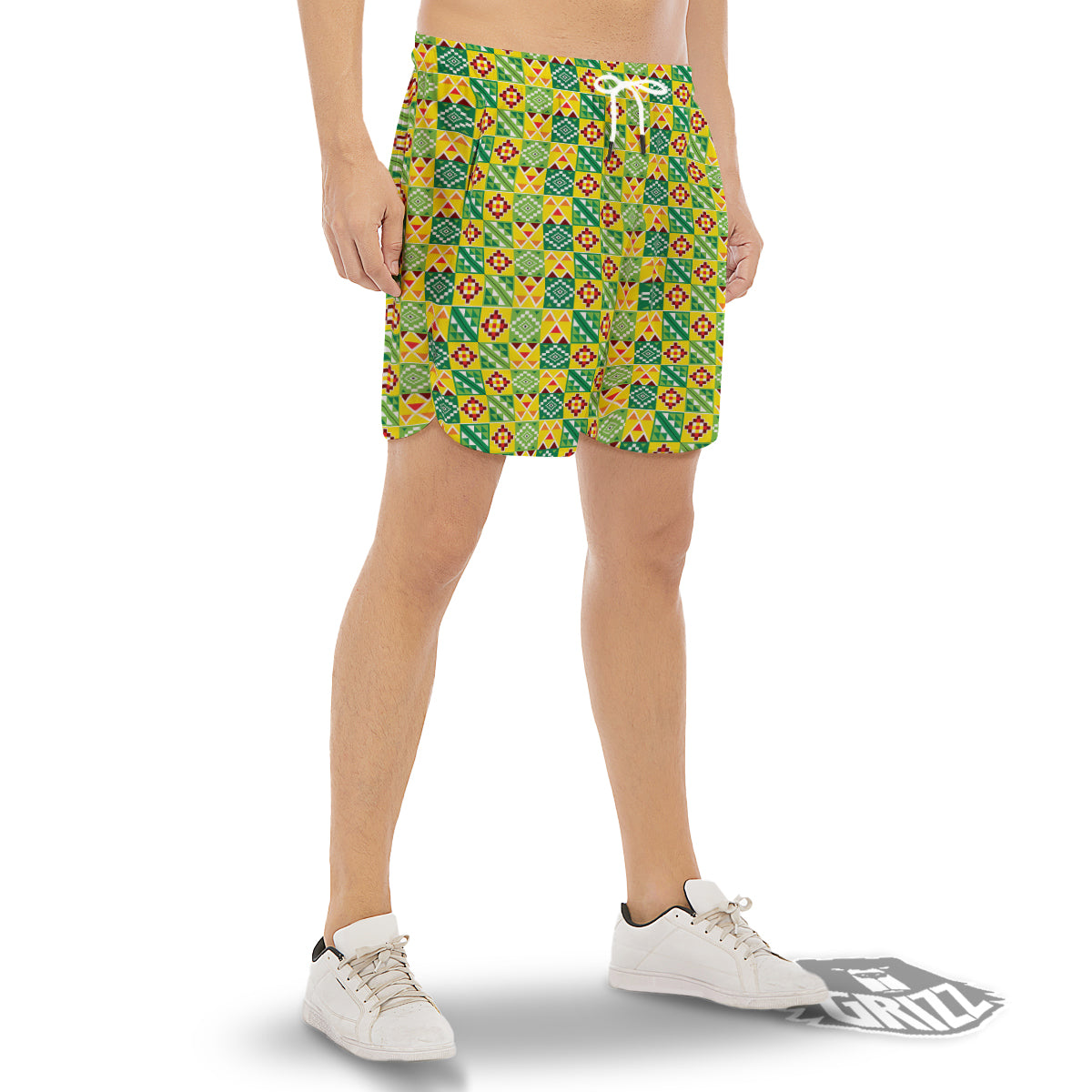 Kente Asante Print Pattern Men's Gym Shorts-grizzshop